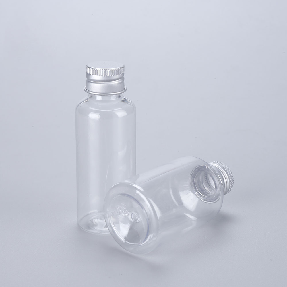 50/100 Uds botella de plástico con tapa de aluminio 100ml 50ml 30ml viales de muestra envases cosméticos de viaje portátiles transparentes para loción