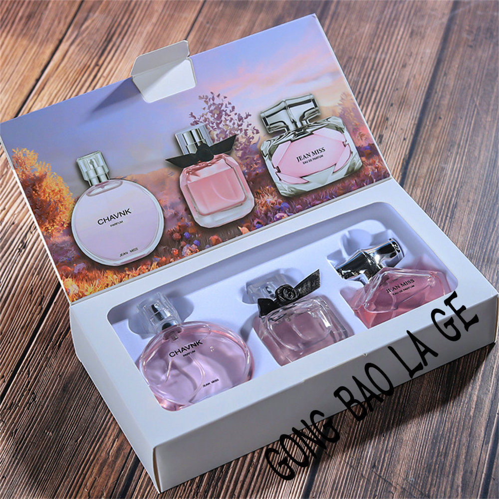 Marca 90ml caixa de presente 3 pçs conjunto feminino perfume spray exude charme feminino fragrância duradoura floral perfume feromônio eau de parfum