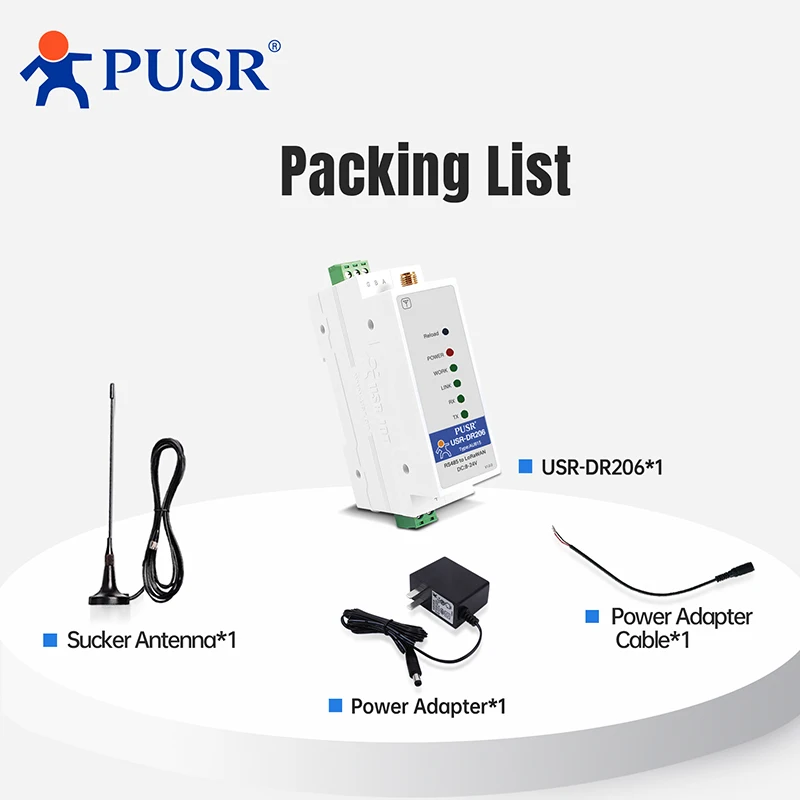 PUSR DIN-Schiene Seriell RS485 zu LoRaWAN Konverter LORaWAN Endknoten Konfiguration Utility Stabile und zuverlässige Daten USR-DR206