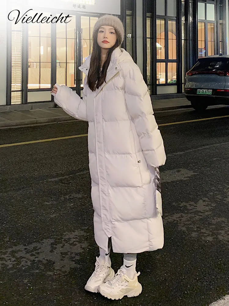 Vielleicht Neue Einfarbig Lange Gerade Winter Mantel Casual Frauen Parkas Kleidung Mit Kapuze Stilvolle Winter Jacke Weibliche Oberbekleidung