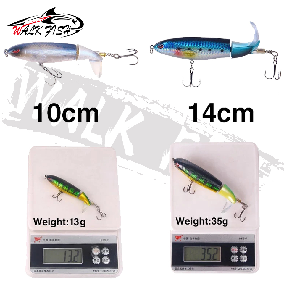 WALK FISH 1 Uds Whopper Popper 10cm/14cm señuelo de Pesca Artificial duro suave cola giratoria aparejos de Pesca Geer Pesca lago río