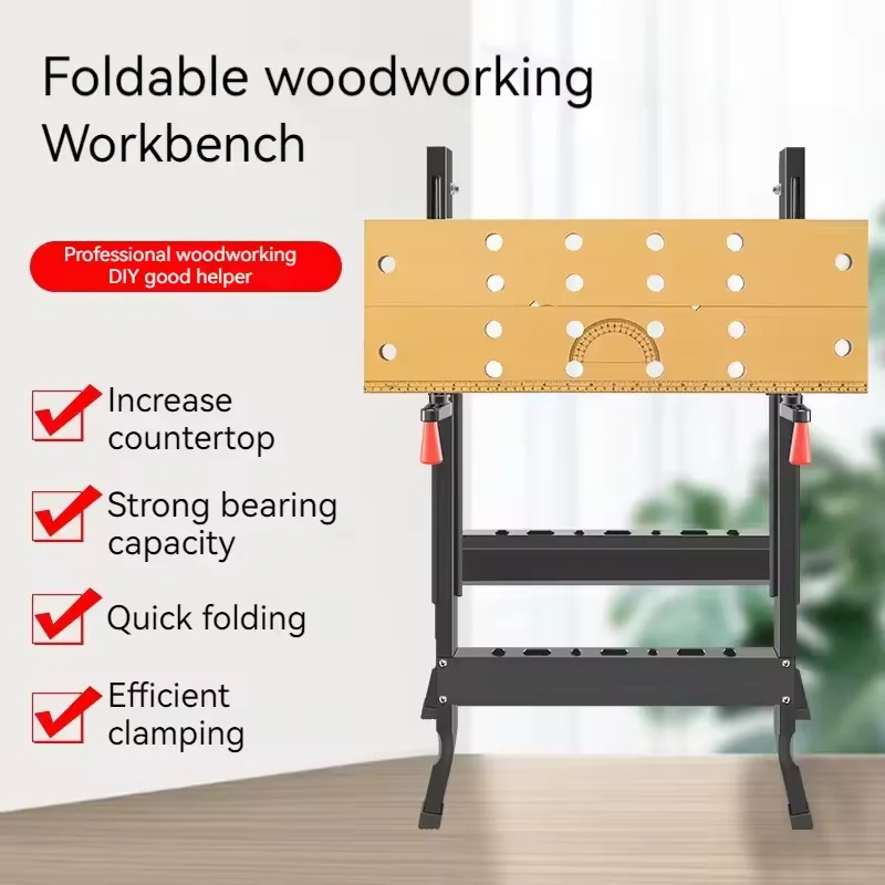 Banco de trabajo de carpintería multifuncional, Sierra de mesa plegable para carpintería, herramienta combinada portátil para el hogar, mesa de trabajo de madera para decoración