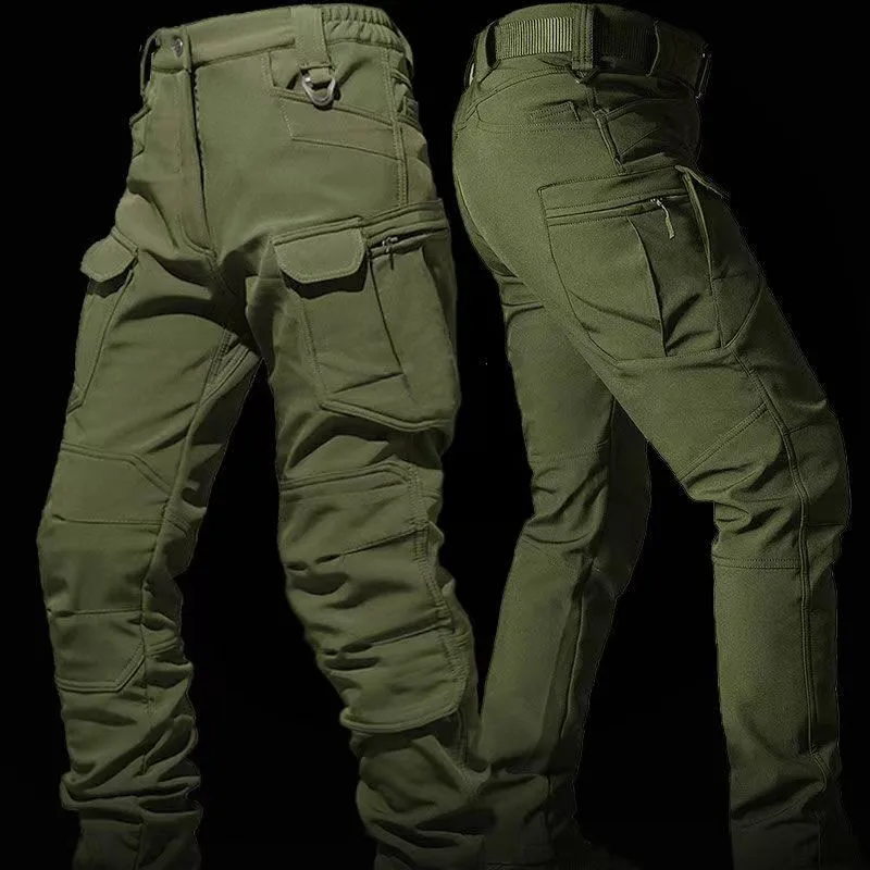 Jaket dan celana pria, jaket mendaki gunung tahan angin dan tahan air taktis cangkang lembut Invader luar ruangan beludru musim dingin 2023