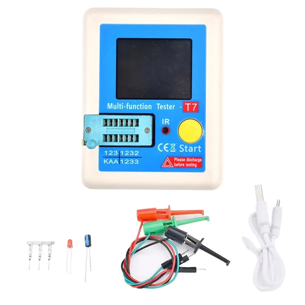 LCR-T7 เครื่องทดสอบทรานซิสเตอร์มัลติมิเตอร์จอแสดงผลสีสันสดใส TFT สําหรับ Diode Triode MOS/PNP/NPN ตัวเก็บประจุตัวต้านทานทรานซิสเตอร์