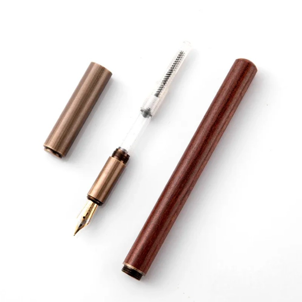 Luxo retro madeira bronze caneta fonte escritório negócios escrita arte caligrafia canetas de tinta 0.5mm escola estudante papelaria presentes