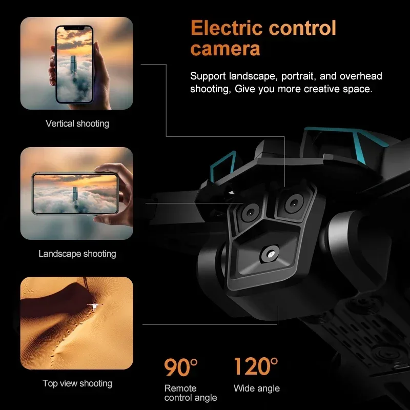 New Upgrade K12 MAX  Mini Dron with Screen 8K HD Three Camera Obstacle Avoidance Brushless Aerial UAV FPV RC Quadcopter Boy Toys