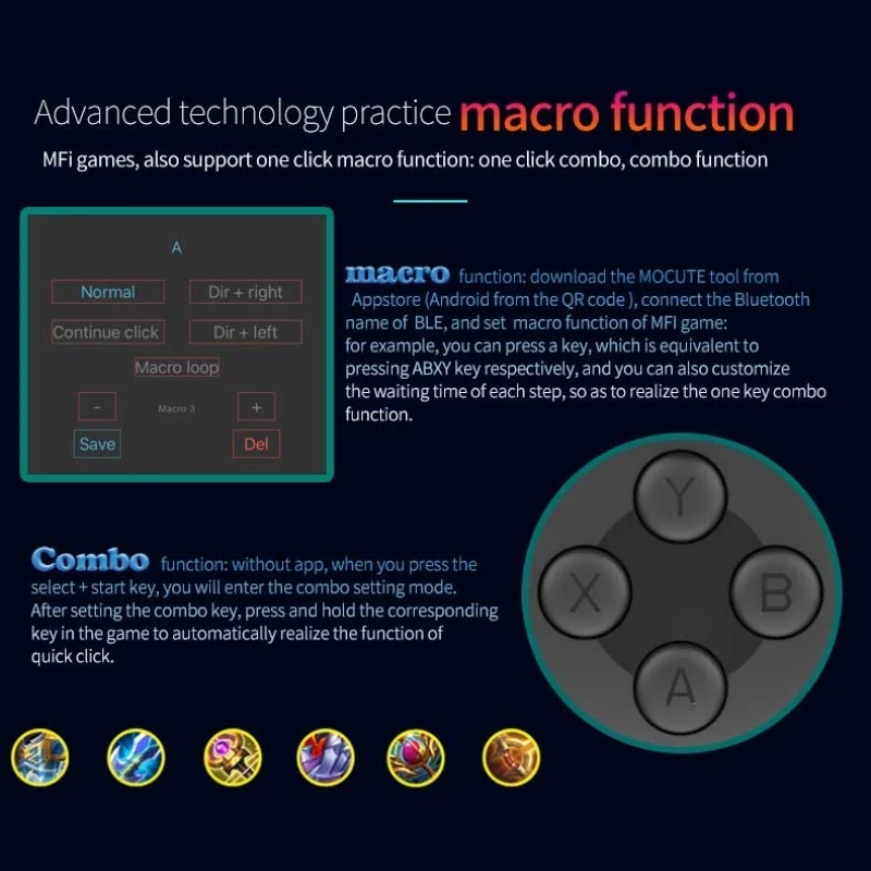 Joystick per gamepad per telefono cellulare per iPhone Controllo Android Controller Bluetooth Trigger Pubg Mobile Game Pad Gaming Cellulare Mando