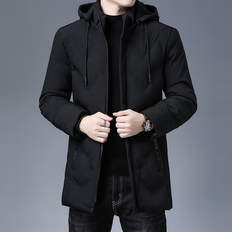 Roupas masculinas de alta qualidade nova marca de moda com capuz casual moda longo engrossar outwear parkas jaquetas inverno blusão casacos