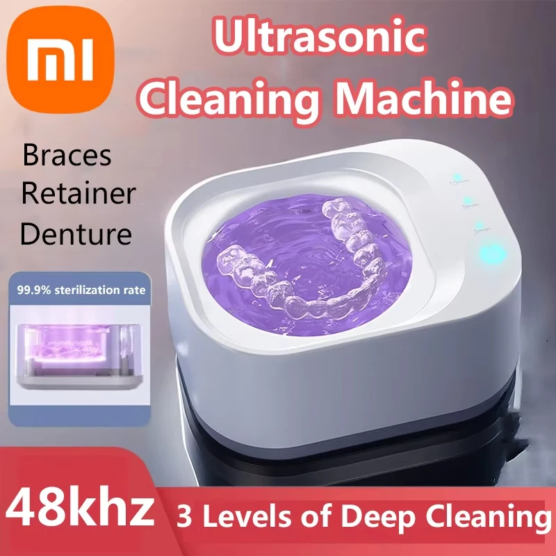 Xiaomi 48khz Ultrasonic Cleaning Machine Orthodontic Invisible Braces Retainer Denture Cleaner Tooth Cleaning Artifact Portable