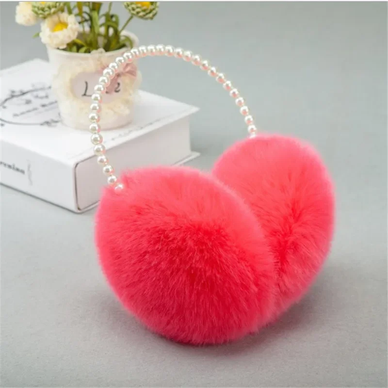 1 Máy Tính Ngọc Trai Tai Dễ Thương Bé Gái Mùa Thu Và Mùa Đông Giữ Ấm Thoải Mái Unisex Ấm Giả Sang Trọng Bịt Tai Lông Tơ bịt Tai
