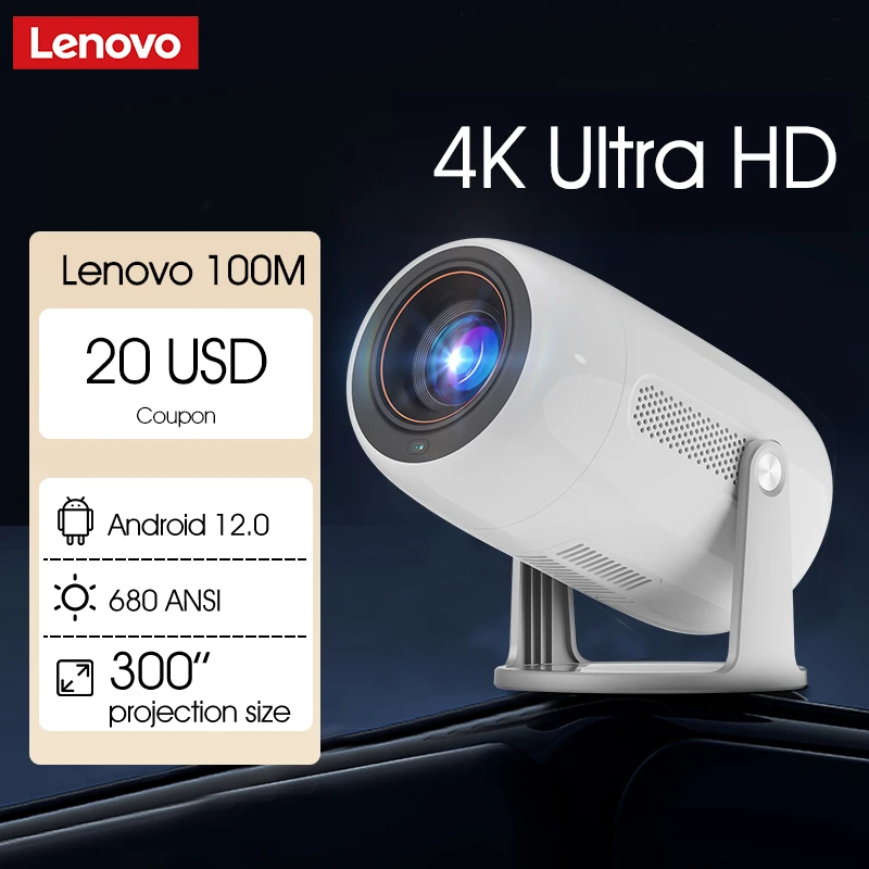 Lenovo-proyector portátil 4K, 100M, Android 12, WIFI 6, TOF, sin sentido, enfoque automático, proyector Full HD para exteriores, vídeo, cine en casa