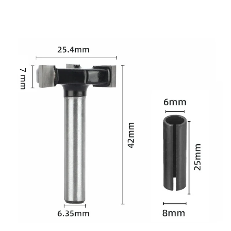 Fresa per la lavorazione del legno con gambo da 1/4 Fresa per scanalatura a forma di T Coltello per pulizia inferiore Coltello per scanalature utilizzato per tirare e scanalare
