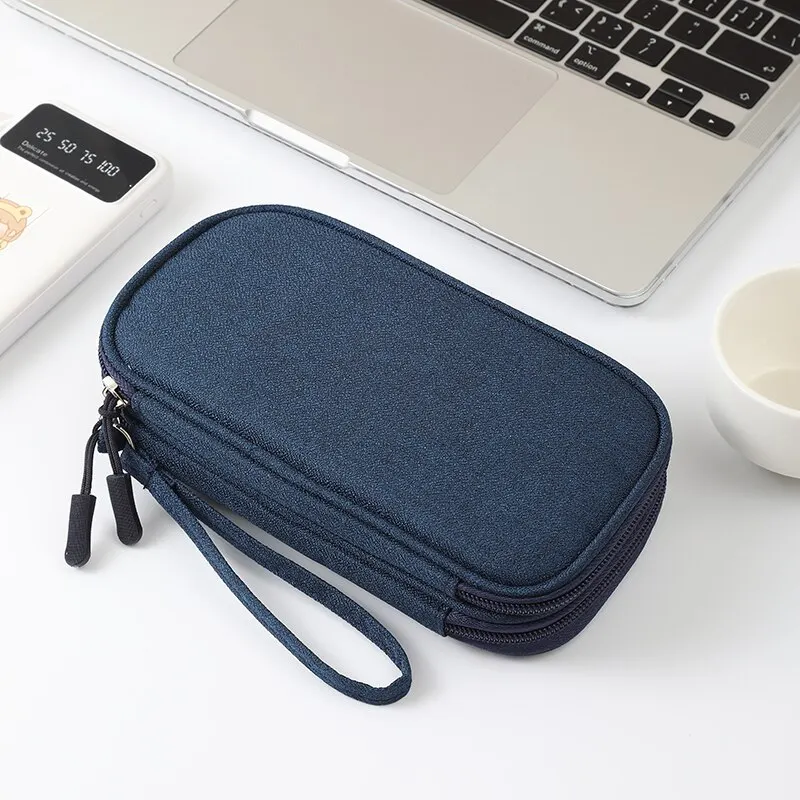 여행용 휴대용 디지털 제품 보관 가방, USB 데이터 케이블 정리함 헤드셋 충전 보물 상자 가방, 핑크, 그레이, 블랙, 네이비, 1 개