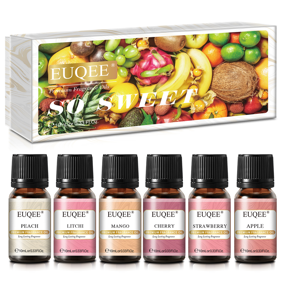 EUQEE 6pcs Fragrance Oils Set 10ml Aroma Oil Gift Box For Humidifier Diffuser Candle Soap Making Air Freshener