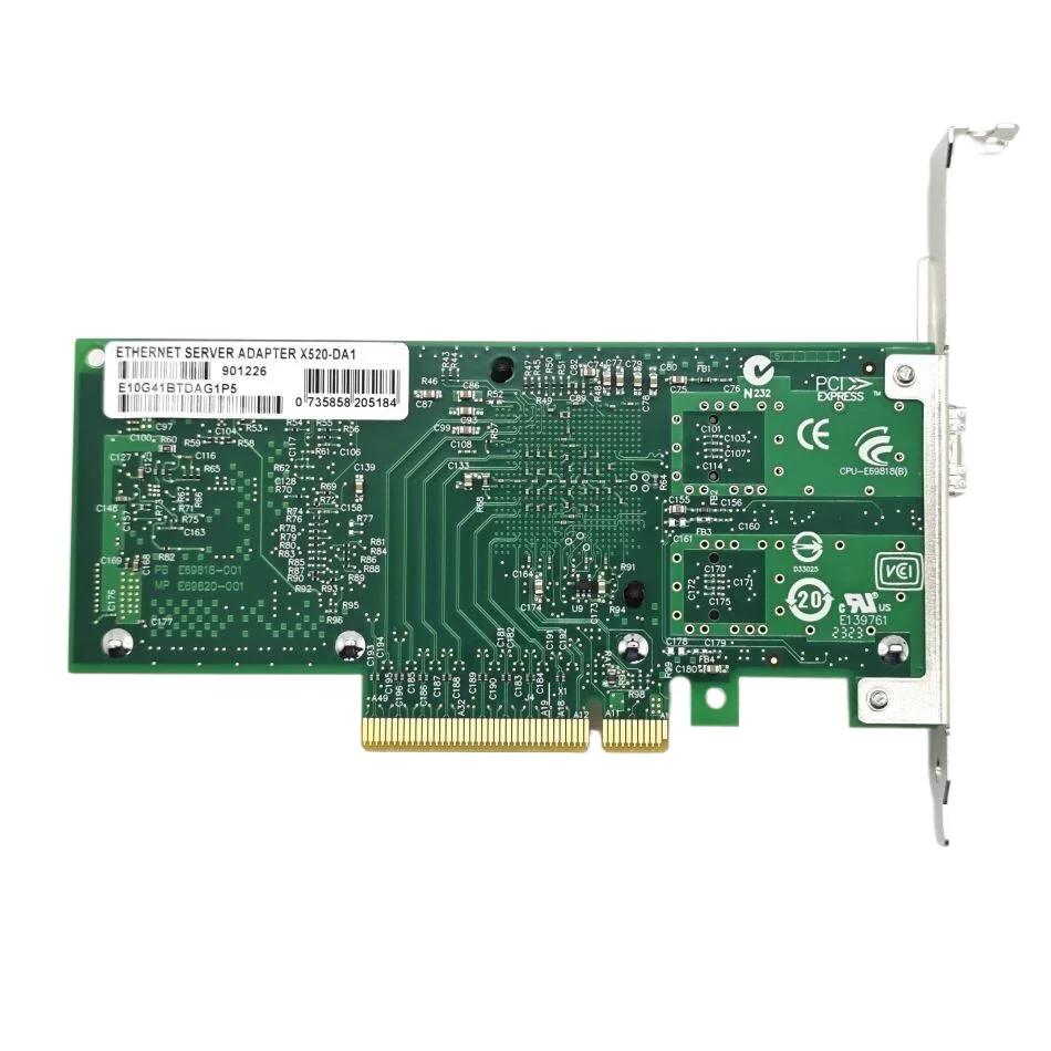 Adaptador de red Ethernet de 10 Gb Intel 82599EN X520-DA1 1xSFP+ Puerto PCI-E x8,x16 M.2 Tarjeta NIC compatible con servidor Windows/7/8/10/VMware