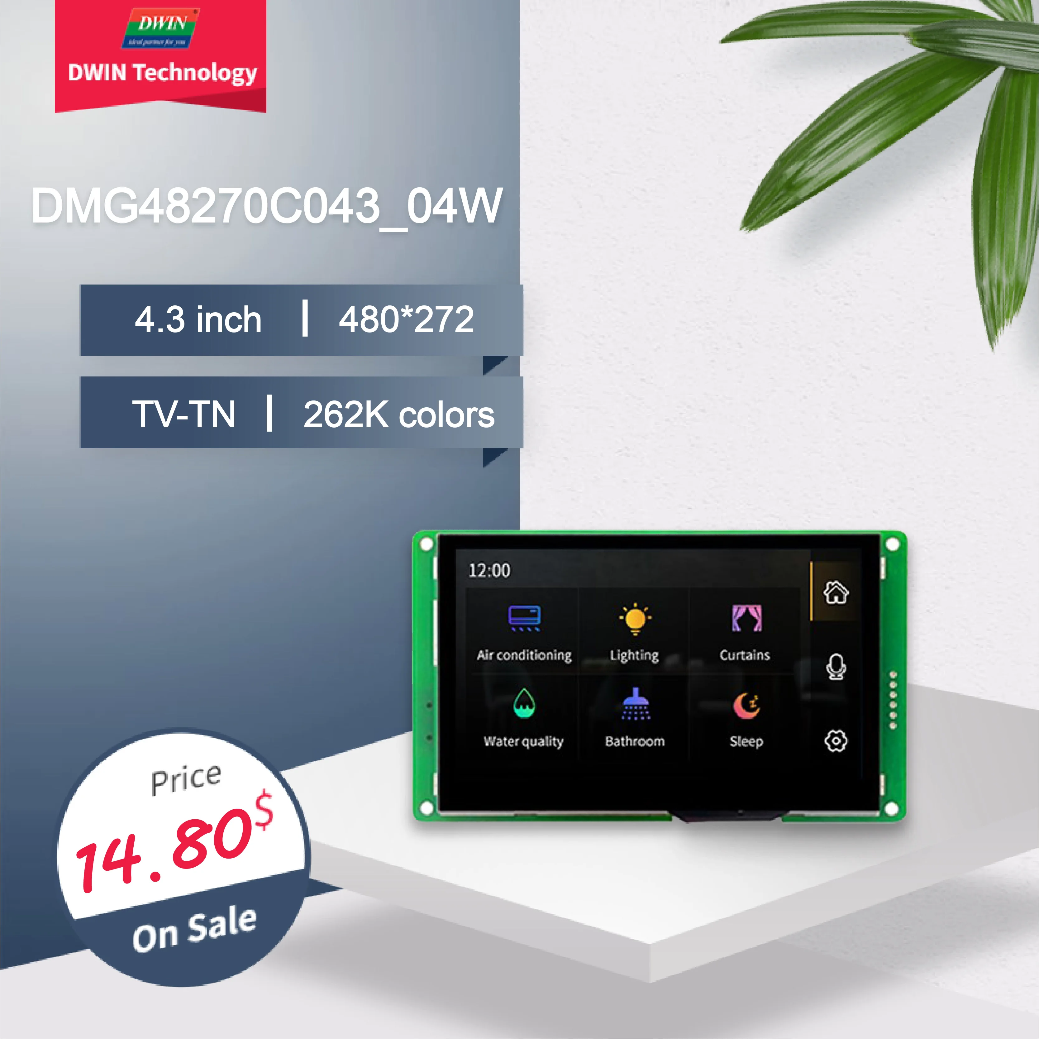 DWIN-pantalla LCD TFT de 4,3 pulgadas, conexión Arduino, 480x272 TN, UART Panel táctil inteligente, monitores LCM