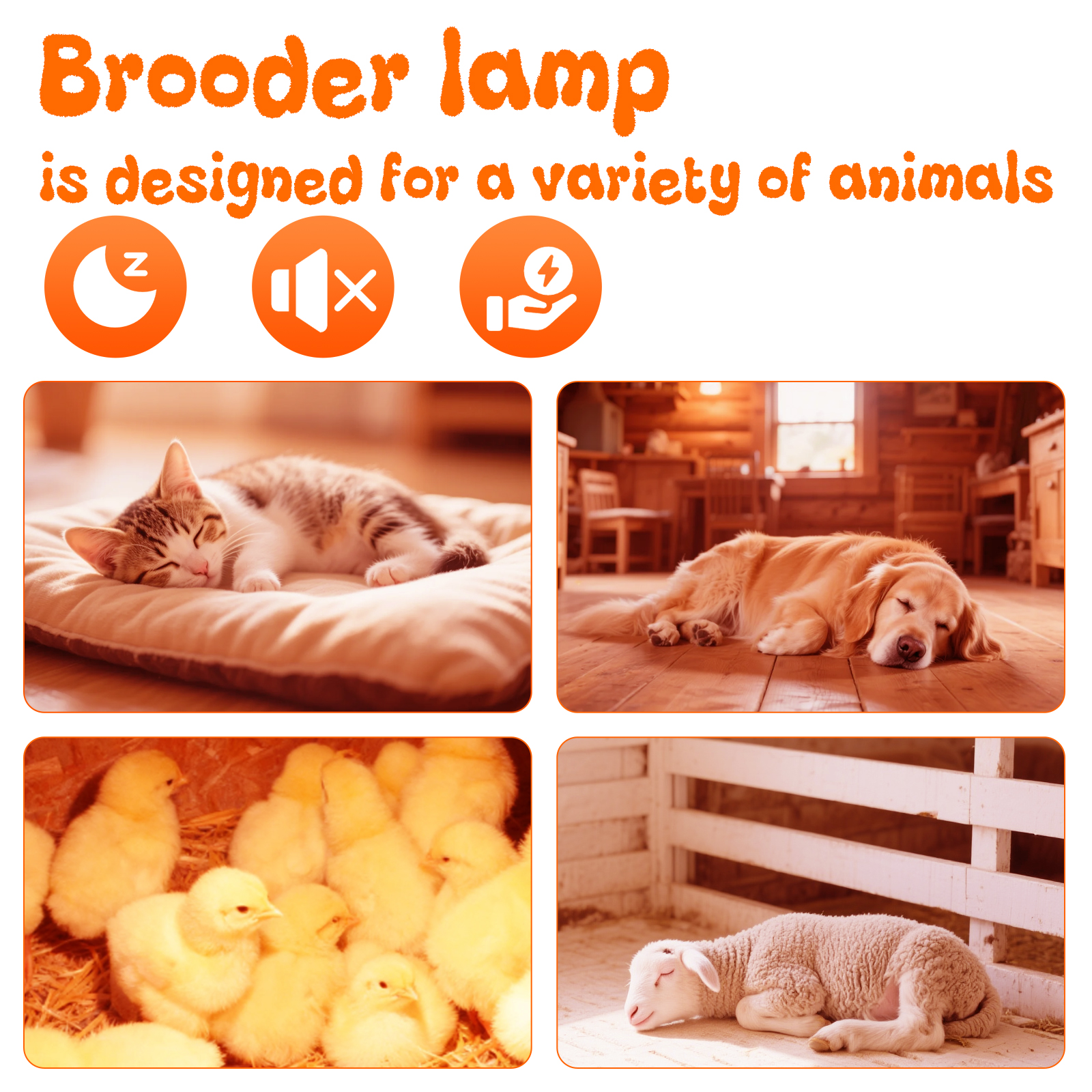 Lâmpada de calor para galinheiro, altura de suspensão ajustável, à prova d'água, para ambientes internos e externos, usada para anfíbios, pintor, pato, plugue UE