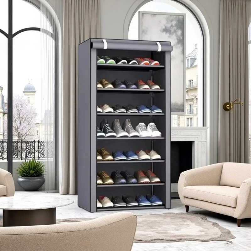 Shoe rack simple door door indoor home use 2025 hot new model storage small narrow shoe cabinet multi-layer storage