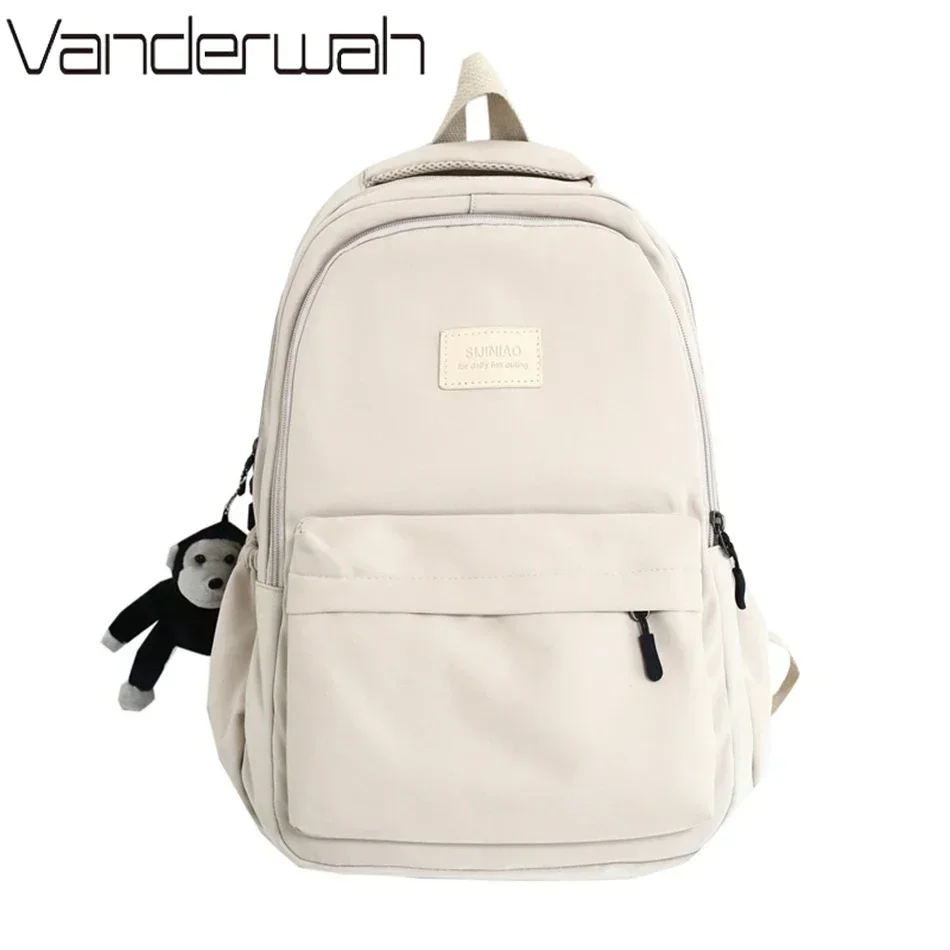 Mochila de Color liso para mujer, bolso de libros universitario con múltiples bolsillos, mochilas informales para ordenador portátil, mochila escolar para hombres y adolescentes, mochilas escolares para niñas
