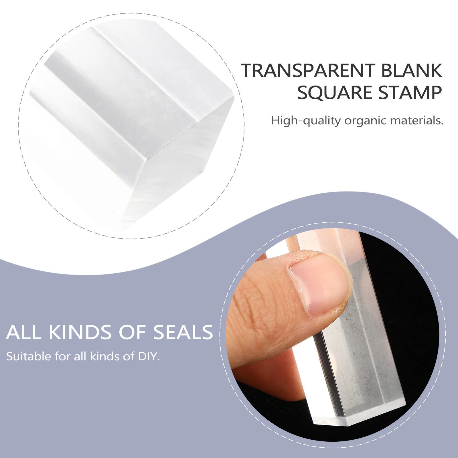5 ชิ้นตัวอักษรโปร่งใส Blank Square Seal ตัวอักษรแสตมป์อะคริลิคขัดเงา DIY