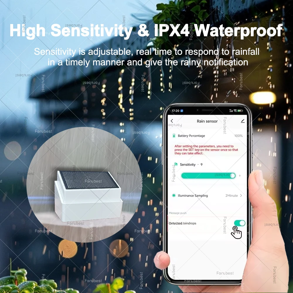 Czujnik deszczu Zigbee Rain Drop z detekcją jasności światła dla Tuya Smart Life / Home Assistant / Automatyka Zigbee2MQTT