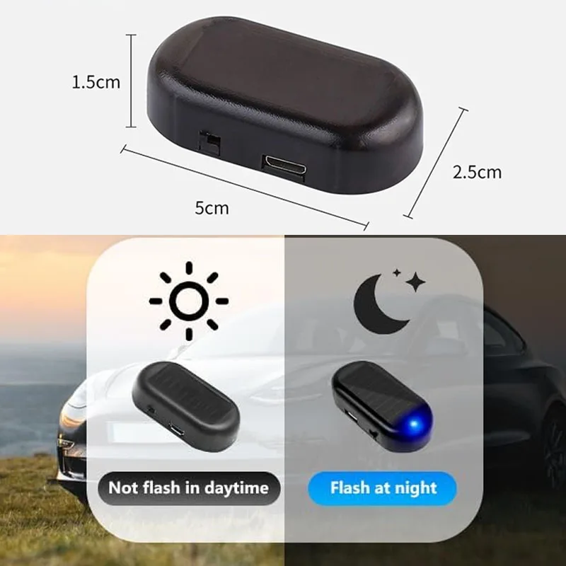 1/2 pçs carro falso luz de segurança movido a energia solar simulado manequim alarme sem fio lâmpada aviso led piscando anti roubo lâmpada cuidado