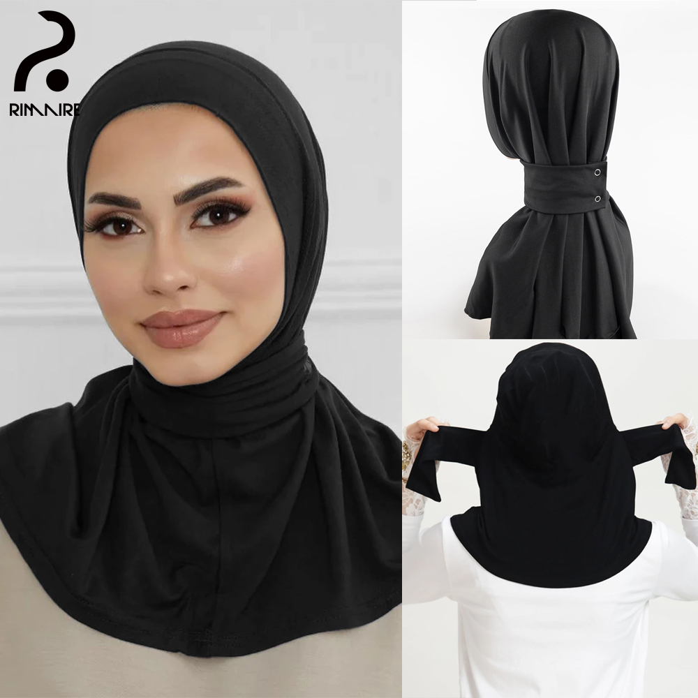 RIMAIRE Designer Instant Jersey Hijab Undercap Hijabs für Frau Muslimische Damen Hijab Cap Full Cover Druckknopf Kopfwickel Schal