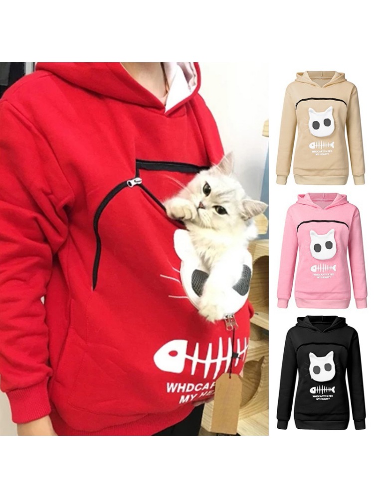3XL Katze Liebhaber Mit Kapuze Sweatshirt Känguru Hund Haustier Pfote Dropshipping Pullover Kuschel Beutel Fisch Tasche Hoodie Tops