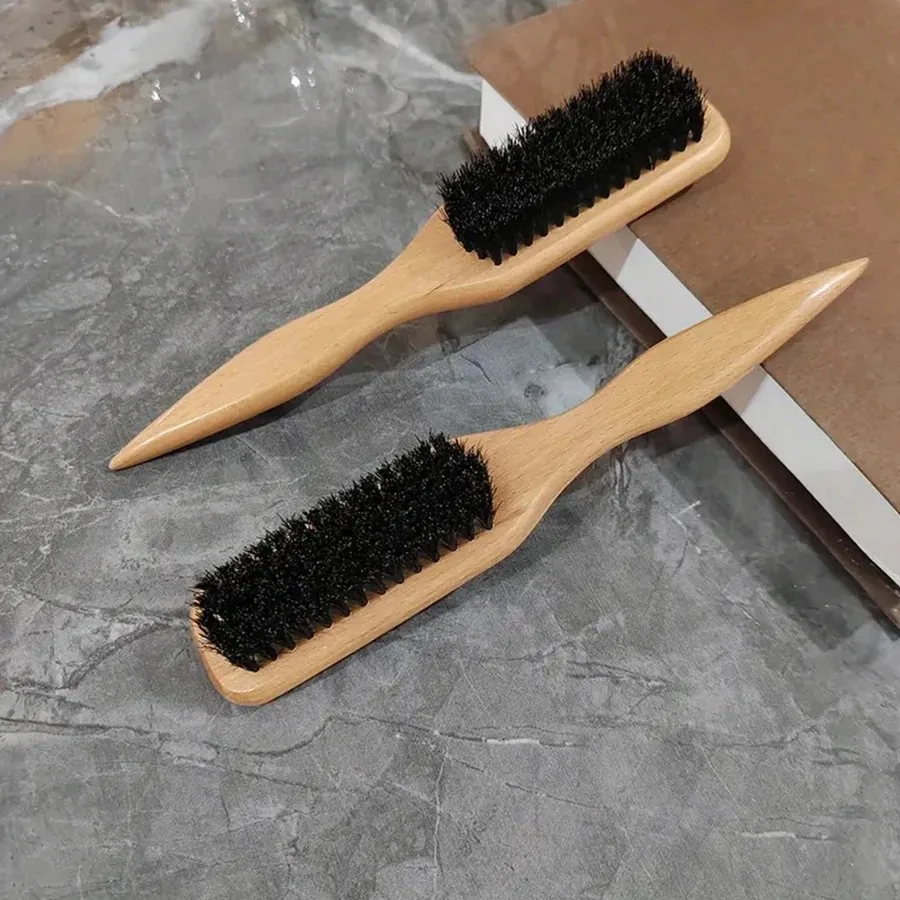 Escova de cabelo com cerdas de javali para coque de rabo de cavalo elegante e alisamento de cabelos de bebê, flyaways, controle de borda – pentear e provocar