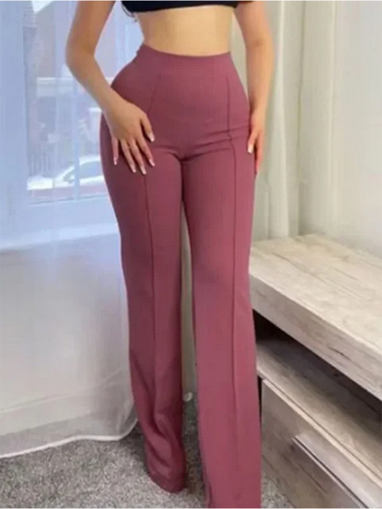 ผู้หญิง Slim Bell-Bottoms กางเกงอินเทรนด์ฤดูใบไม้ผลิฤดูใบไม้ร่วงกางเกง Office Lady สีทึบกางเกง Flared