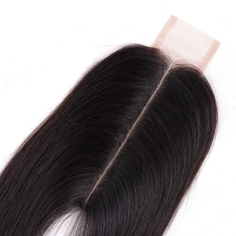 Upermall kim k 2x6 suíço fechamento de renda transparente em linha reta onda do corpo parte média profunda cabelo humano remy brasileiro para preto