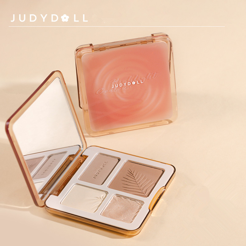 Judydoll Facial Highlighter Makeup Palette Face Matte Shadow Lasting Glow Brighten Contour Shimmer Powder 3D Nose Cosmetic