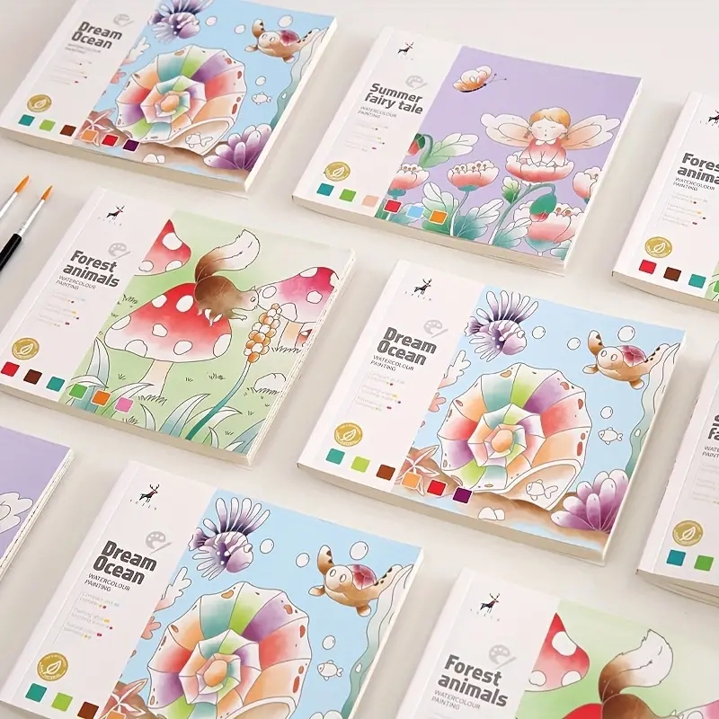 1 Stück Aquarell bemalte Notizen Kinderset Malerei, Füllung, Aquarellpigment bemaltes Buch Aquarell Graffiti Bilderbuch