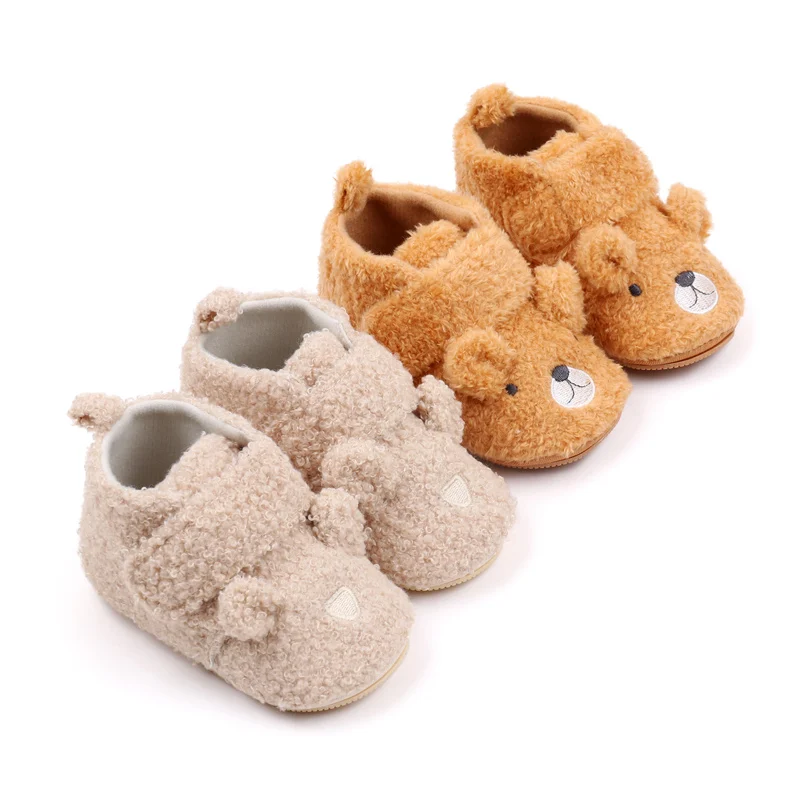 Sapatos de bebê inverno macio e quente pré-walking tênis tpr sola antiderrapante bonito urso animal design 2024 nova moda 0-9-18m byq3202