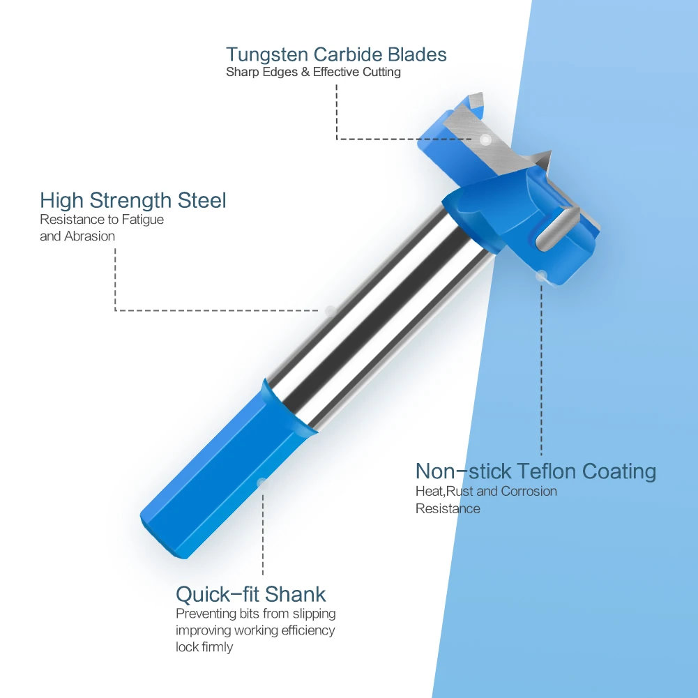 Hex Shank บานพับเจาะ Bit 16-50mm Hole Saw เครื่องตัดทังสเตนคาร์ไบด์ไม้ Router Bit เครื่องตัดไม้เครื่องมือ