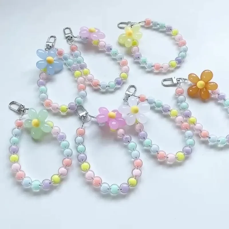 Telefon Anti-lost Smycz Klucz Krótki wisiorek na nadgarstek Kolorowy Macaron Okrągły wisiorek z koralikami Damski łańcuszek do ręki Smycz do telefonu komórkowego
