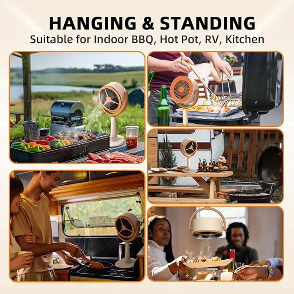 Exaustor de mesa para cozinha, exaustor de carregamento usb, sucção ajustável, absorve óleo, extrator de ventilador de ar para churrasco interno
