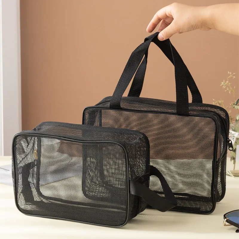 Bolsa de malla para ducha, bolsa de almacenamiento de cosméticos, bolsa de ducha multifuncional, organizador de artículos de tocador portátil de gran capacidad