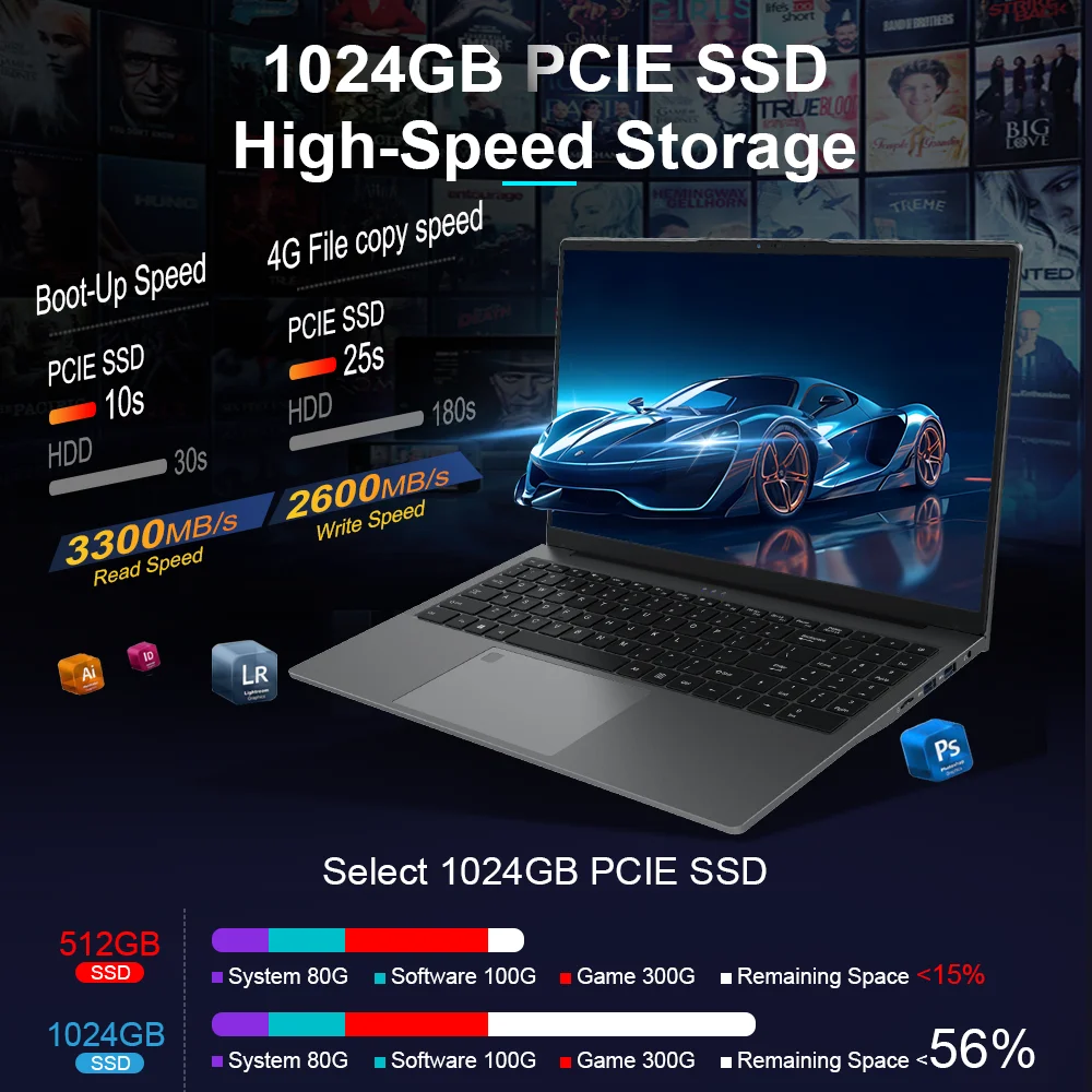 Laptop Ninkear A15 Plus z procesorem AMD Ryzen ™   Laptop 7 5825U 15.6" IPS FHD, 32GB DDR4, 1TB SSD, Windows 11, Wifi 6, komputer do gier