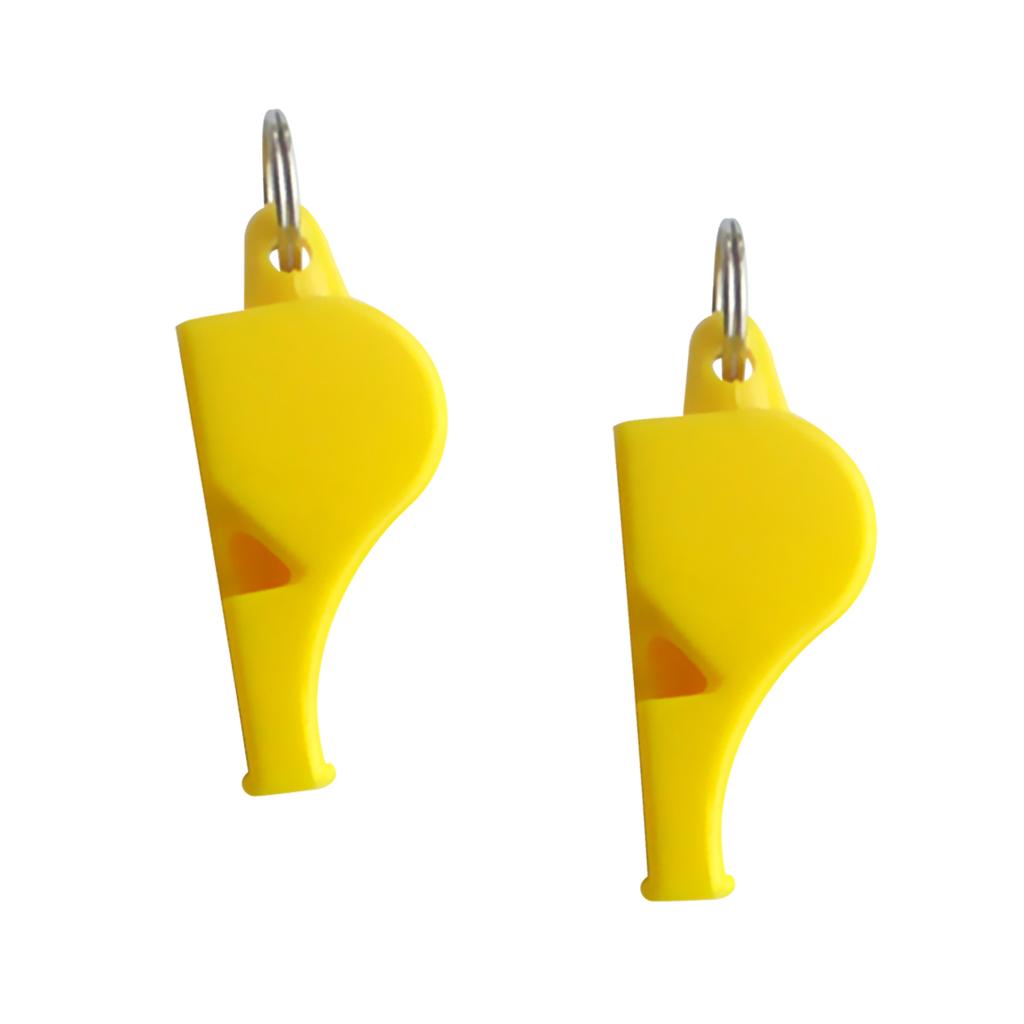 Silbato de plástico para supervivencia de emergencia, accesorio para acampada, canotaje, color amarillo, 5 unidades