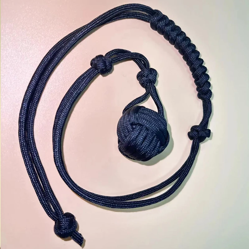 LLavero de puño de mono multifunción portátil EDC para exteriores, herramientas de rompeventanas de coche, cuerda de autodefensa, bola de acero, 60cm
