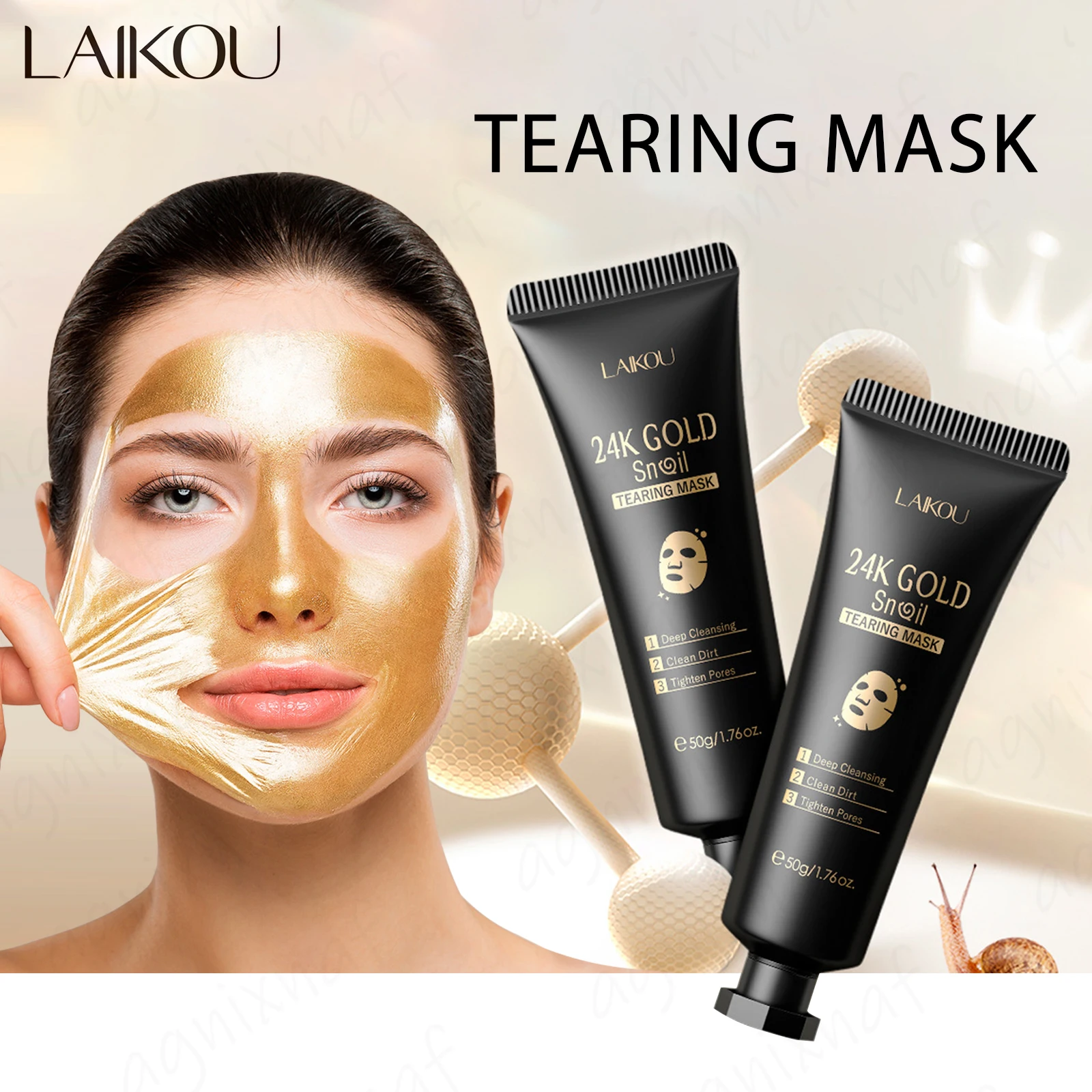 LAIKOU 24K Oro Lumaca Collagene Peel Off Maschera Pulizia Profonda Controllo del Petrolio Ridurre I Pori Maschera Idratante Cura Della Pelle Cosmetici 50g