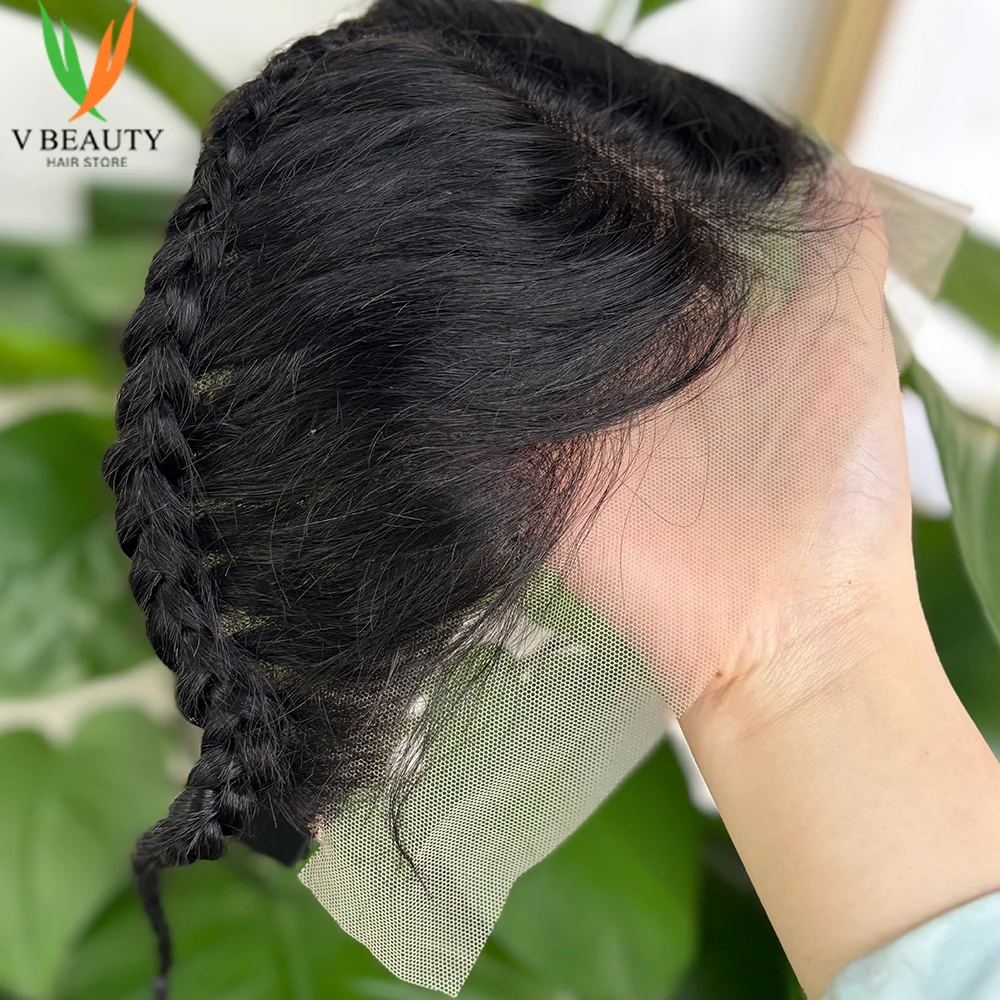 V beleza novo 13x4 laço frontal brasileiro remy cabelo fechamento do laço apenas com tranças 10 polegadas 13x4 frente do laço transparente natural