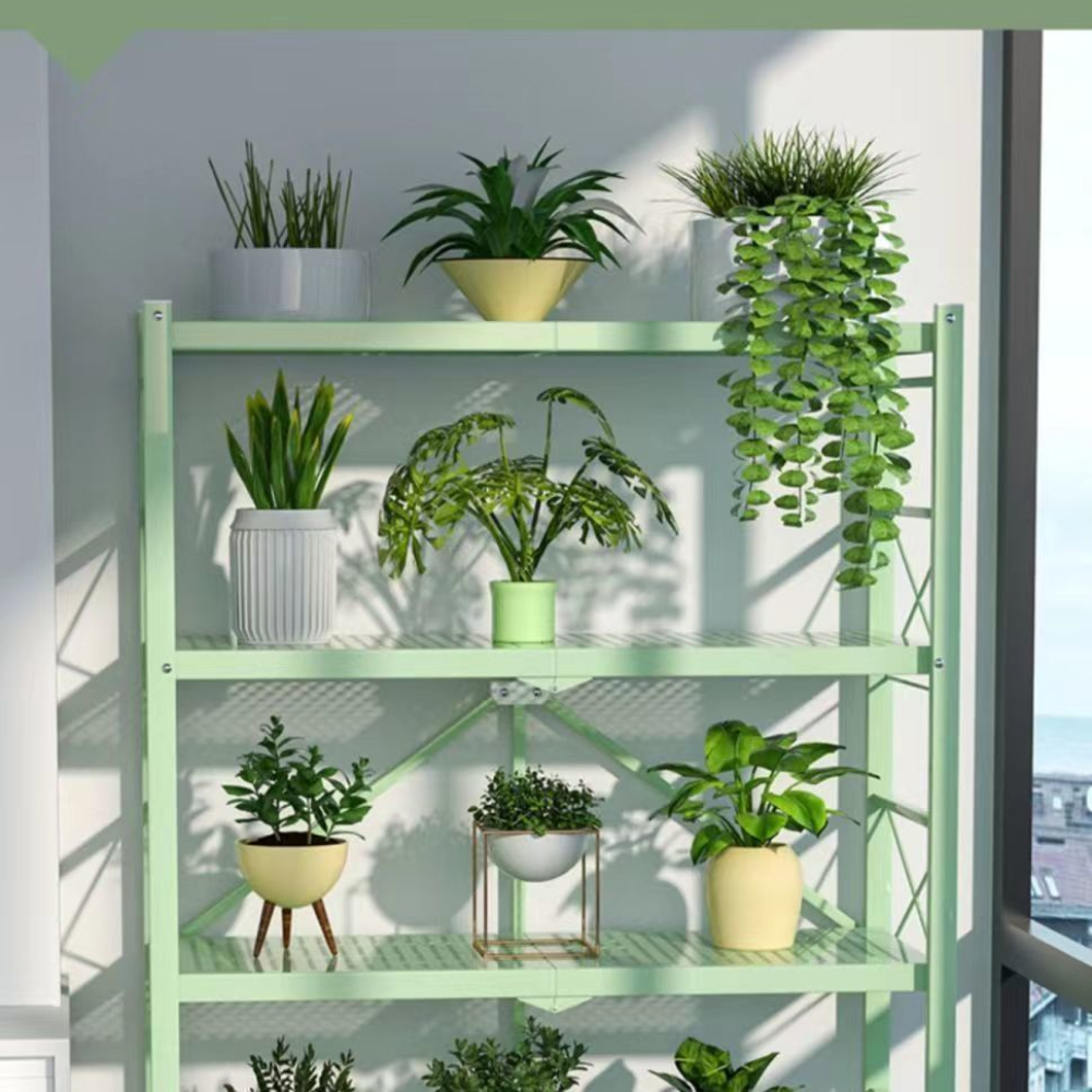 Large Iron Frame Foldable Installation Free Metal Storage Shelves Storage High-capacity Moveable for Living Room Multilayer Rack