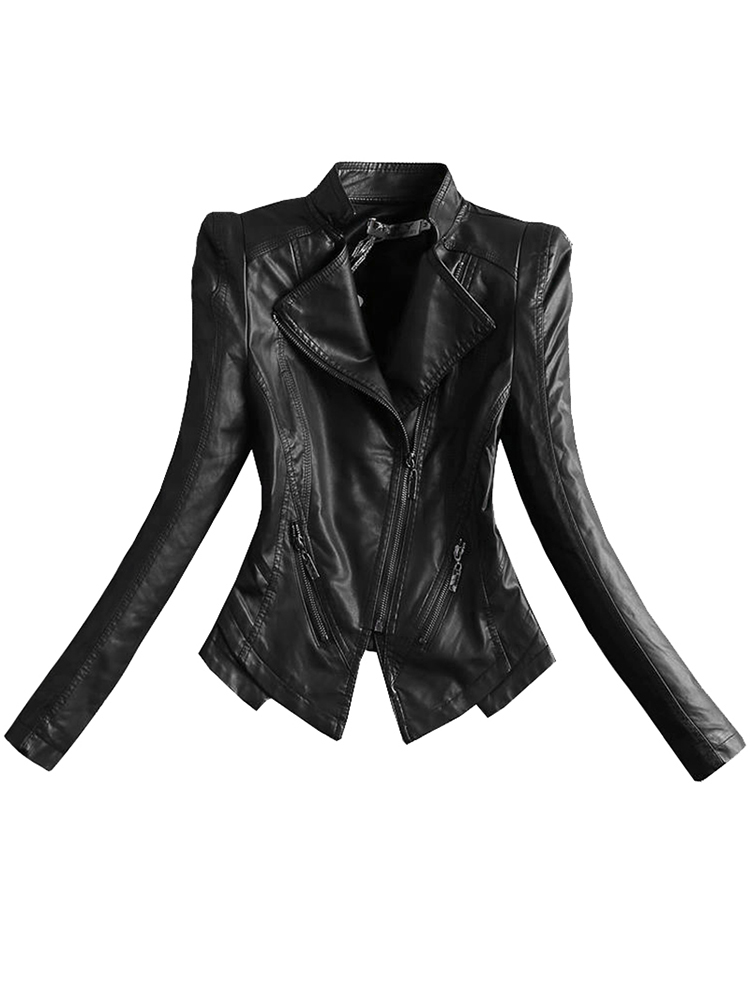 Lautaro Frühling Herbst Kurze Schwarz Licht Weiche Kunstleder Biker Jacken für Frauen Lange Sleeve Zipper Luxus Designer Mode