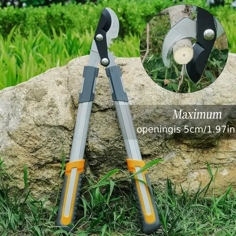 Bypass Pruning Shears 17.72 Inch, With Gear-Operated Cutting System, Cuts Branches, Thicker Than 30 Mm, SK-5 Steel Blade And Tef
