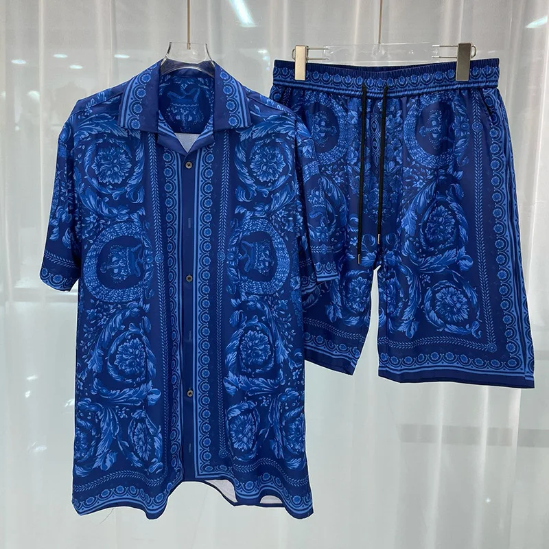 Royal Luxus-Digitaldruck-Herren-Set, modisches zweiteiliges Shorts-Set, hochwertiges Sommer-Kurzarmhemd, Allen Sen Trendy Clo