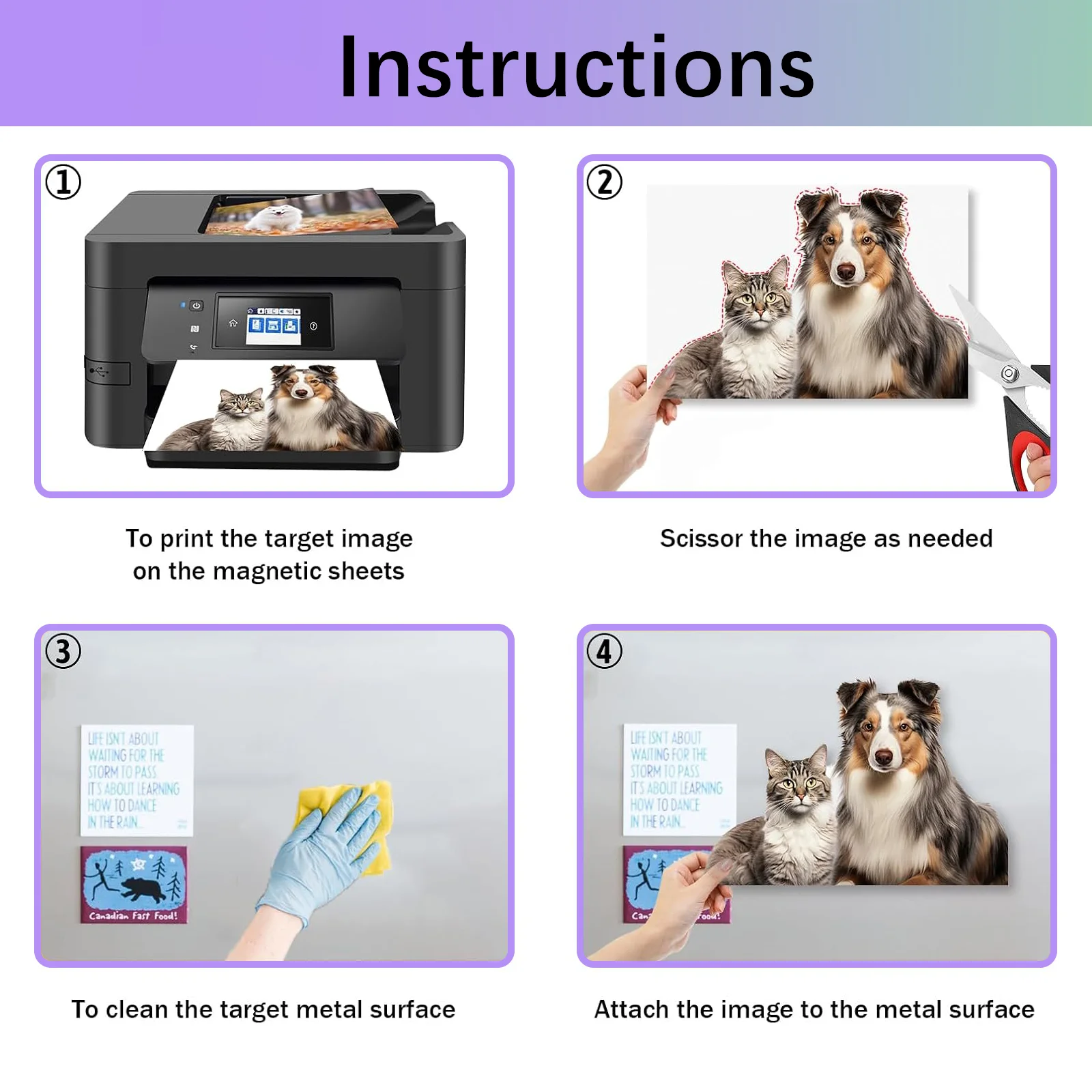 HUSPER 4R Glossy Magnetic Photo Paper Printable 10 Sheets 4x6 Inches (15.2x10.2cm) Non-Adhesive for Inkjet Printer