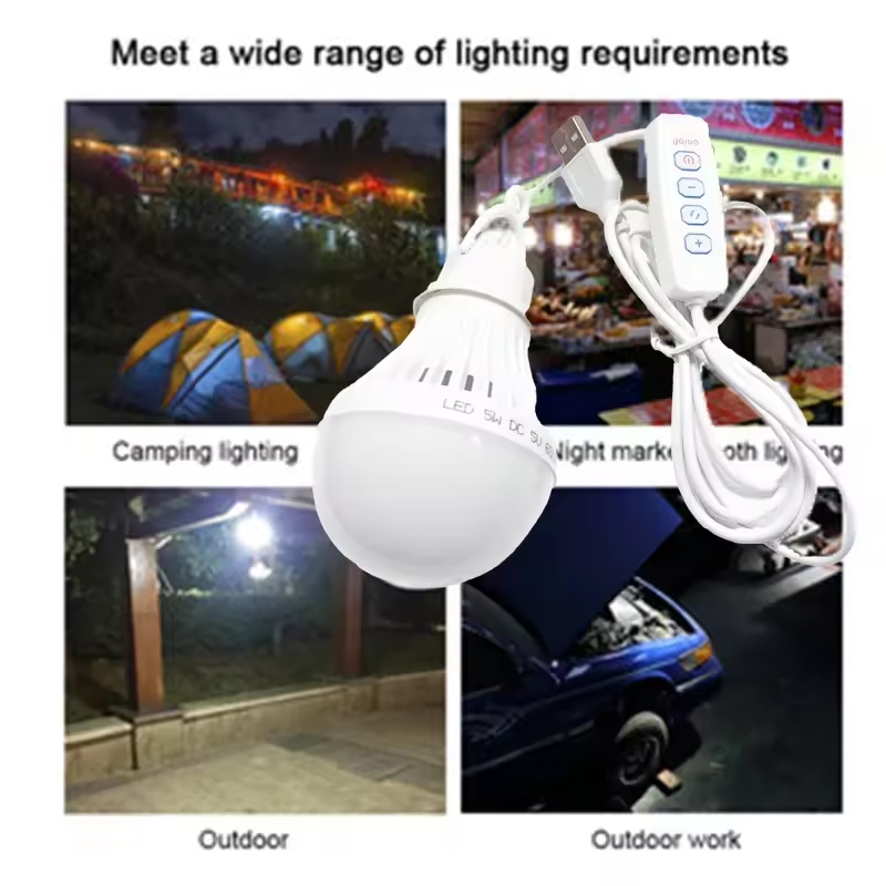 5W Led Camp Light Usb Emergency Bulb 3 Color Dimmable Hanging Tent Lamp for Work BBQ Fishing Repair Out Door Camping Equipment