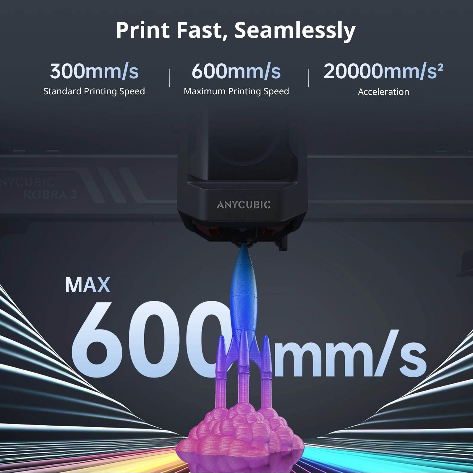 ANYCUBIC Kobra 3 Combo Multi-Color FDM 3D เครื่องพิมพ์สูงสุด 600 มิลลิเมตร/วินาทีความเร็วในการพิมพ์สร้างขนาด 250x250x260 มม. พิมพ์ 4 ถึง 8 สี